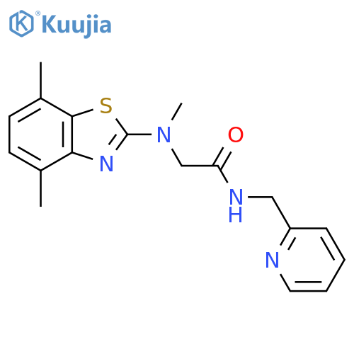 2-(4,7-dimethyl-1,3-benzothiazol-2-yl)(methyl)amino-N-(pyridin-2-yl)methylacetamide structure