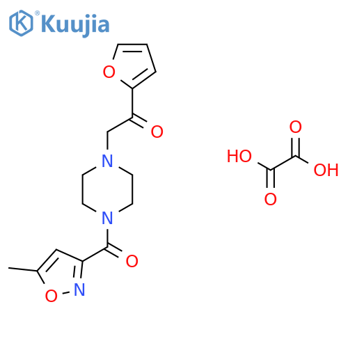 1-(Furan-2-yl)-2-(4-(5-methylisoxazole-3-carbonyl)piperazin-1-yl)ethanone oxalate structure