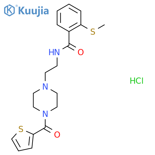 2-(methylsulfanyl)-N-{2-[4-(thiophene-2-carbonyl)piperazin-1-yl]ethyl}benzamide hydrochloride structure