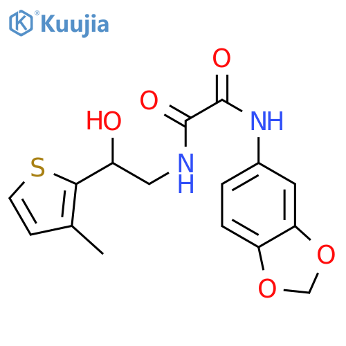 N'-(2H-1,3-benzodioxol-5-yl)-N-2-hydroxy-2-(3-methylthiophen-2-yl)ethylethanediamide structure