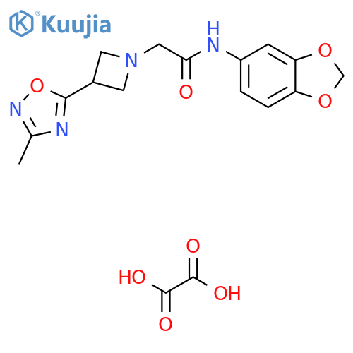 N-(2H-1,3-benzodioxol-5-yl)-2-3-(3-methyl-1,2,4-oxadiazol-5-yl)azetidin-1-ylacetamide; oxalic acid structure