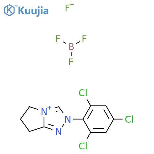 6,7-Dihydro-2-(2,4,6-trichlorophenyl)-5H-Pyrrolo[2,1-c]-1,2,4-triazolium tetrafluoroborate structure