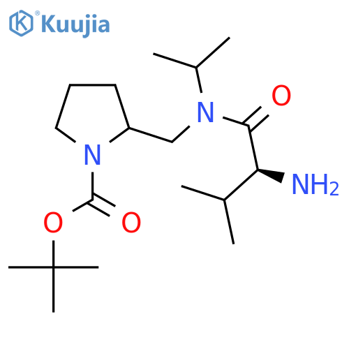 Tert-butyl 2-[[[(2S)-2-amino-3-methylbutanoyl]-propan-2-ylamino]methyl]pyrrolidine-1-carboxylate structure