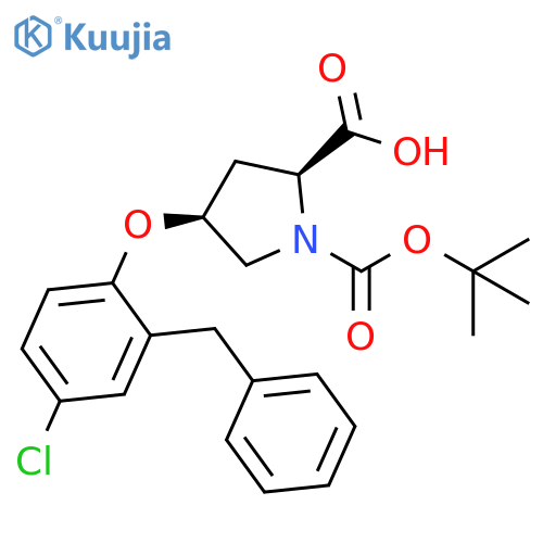 (2S,4S)-4-(2-Benzyl-4-chlorophenoxy)-1-(tert-butoxycarbonyl)-2-pyrrolidinecarboxylic acid structure