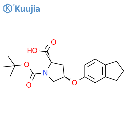 (2S,4S)-1-(tert-Butoxycarbonyl)-4-(2,3-dihydro-1H-inden-5-yloxy)-2-pyrrolidinecarboxylic acid structure