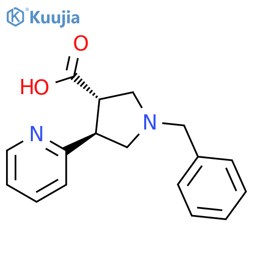 rac-(3R,4R)-1-benzyl-4-(pyridin-2-yl)pyrrolidine-3-carboxylic acid structure