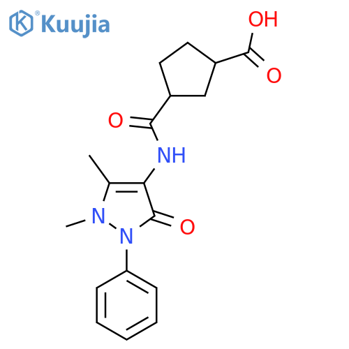 3-(1,5-dimethyl-3-oxo-2-phenyl-2,3-dihydro-1H-pyrazol-4-yl)carbamoylcyclopentane-1-carboxylic acid structure