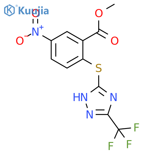5-Nitro-2-(5-trifluoromethyl-4H-[1,2,4]triazol-3-ylsulfanyl)-benzoic acid methyl ester structure