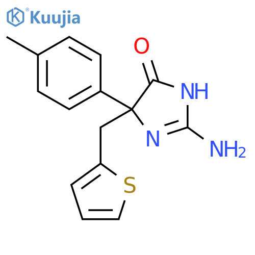 2-amino-5-(4-methylphenyl)-5-[(thiophen-2-yl)methyl]-4,5-dihydro-1H-imidazol-4-one structure