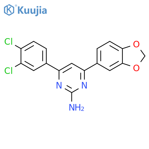 4-(2H-1,3-benzodioxol-5-yl)-6-(3,4-dichlorophenyl)pyrimidin-2-amine structure