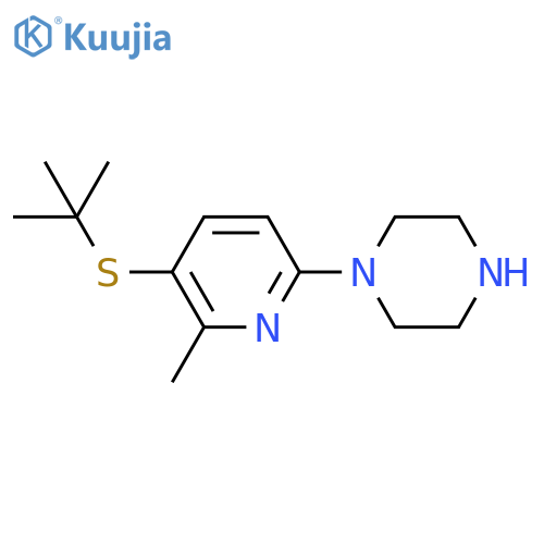 1-(5-tert-Butylsulfanyl-6-methyl-pyridin-2-yl)-piperazine structure
