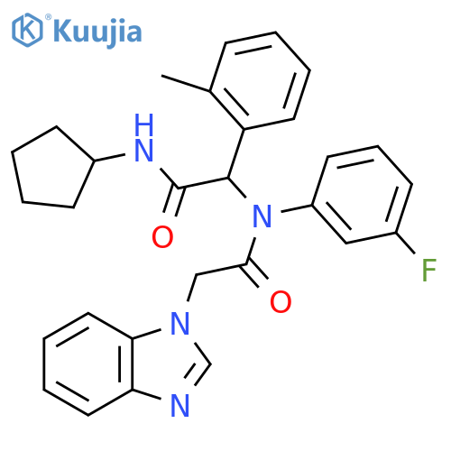 2-(2-(1H-Benzo[d]imidazol-1-yl)-N-(3-fluorophenyl)acetamido)-N-cyclopentyl-2-(o-tolyl)acetamide structure