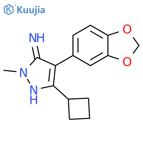 4-(1,3-dioxaindan-5-yl)-5-cyclobutyl-2-methyl-2,3-dihydro-1H-pyrazol-3-imine structure