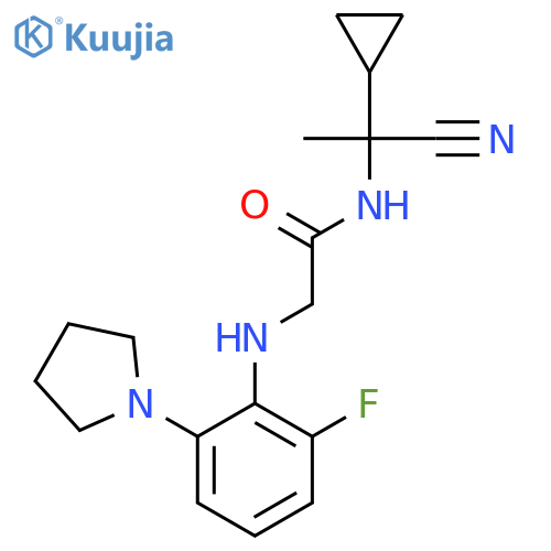 N-(1-cyano-1-cyclopropylethyl)-2-{[2-fluoro-6-(pyrrolidin-1-yl)phenyl]amino}acetamide structure