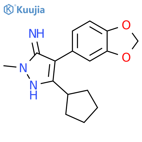 4-(1,3-dioxaindan-5-yl)-5-cyclopentyl-2-methyl-2,3-dihydro-1H-pyrazol-3-imine structure