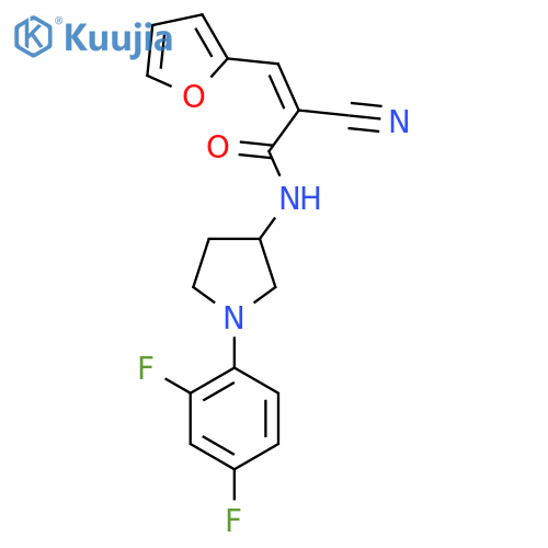 2-cyano-N-[1-(2,4-difluorophenyl)pyrrolidin-3-yl]-3-(furan-2-yl)prop-2-enamide structure