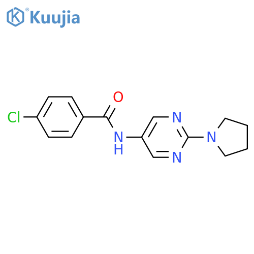 4-chloro-N-2-(pyrrolidin-1-yl)pyrimidin-5-ylbenzamide structure
