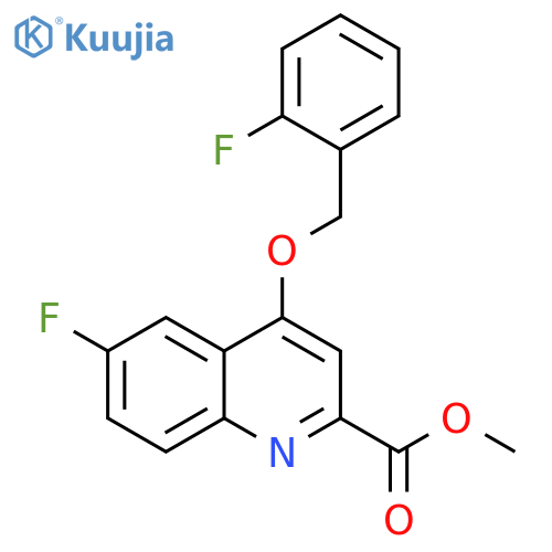 methyl 6-fluoro-4-[(2-fluorophenyl)methoxy]quinoline-2-carboxylate structure