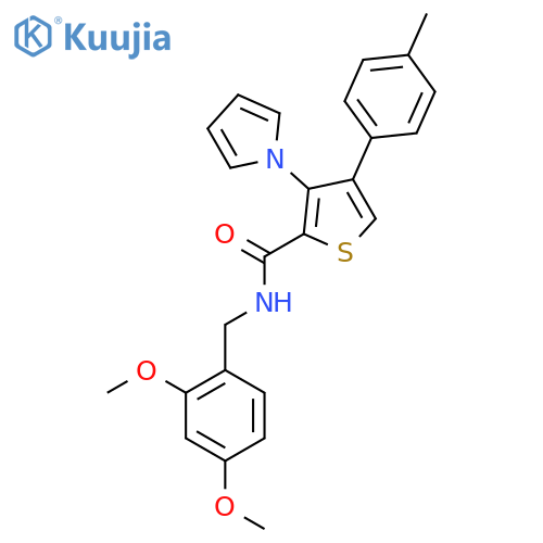 N-[(2,4-dimethoxyphenyl)methyl]-4-(4-methylphenyl)-3-(1H-pyrrol-1-yl)thiophene-2-carboxamide structure