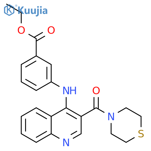 ethyl 3-{[3-(thiomorpholine-4-carbonyl)quinolin-4-yl]amino}benzoate structure