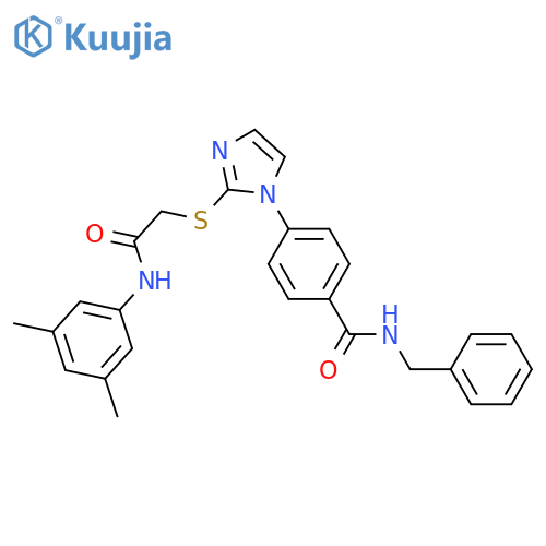 N-benzyl-4-[2-({[(3,5-dimethylphenyl)carbamoyl]methyl}sulfanyl)-1H-imidazol-1-yl]benzamide structure