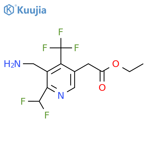 Ethyl 3-(aminomethyl)-2-(difluoromethyl)-4-(trifluoromethyl)pyridine-5-acetate structure