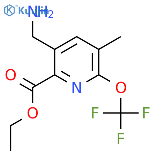 Ethyl 3-(aminomethyl)-5-methyl-6-(trifluoromethoxy)pyridine-2-carboxylate structure