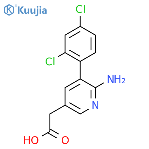 2-Amino-3-(2,4-dichlorophenyl)pyridine-5-acetic acid structure