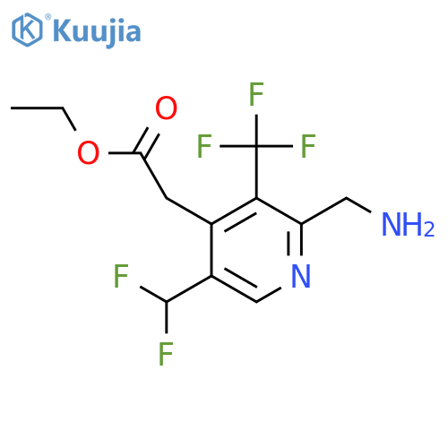 Ethyl 2-(aminomethyl)-5-(difluoromethyl)-3-(trifluoromethyl)pyridine-4-acetate structure
