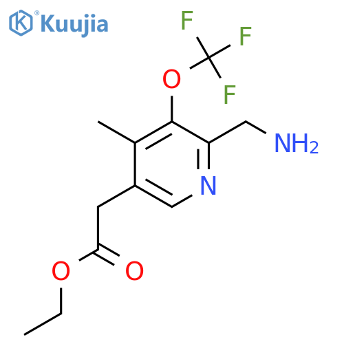 Ethyl 2-(aminomethyl)-4-methyl-3-(trifluoromethoxy)pyridine-5-acetate structure