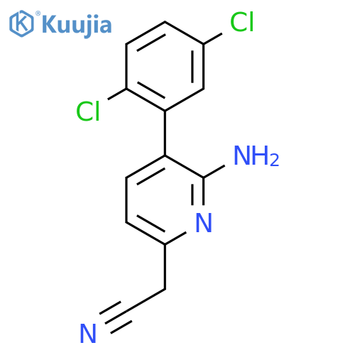 2-Amino-3-(2,5-dichlorophenyl)pyridine-6-acetonitrile structure