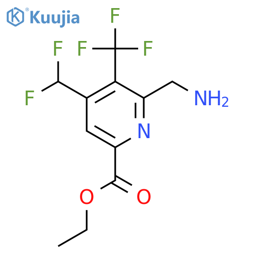 Ethyl 2-(aminomethyl)-4-(difluoromethyl)-3-(trifluoromethyl)pyridine-6-carboxylate structure
