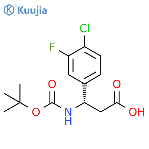 (3S)-3-{(tert-butoxy)carbonylamino}-3-(4-chloro-3-fluorophenyl)propanoic acid structure