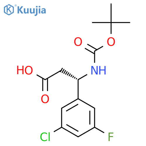(3S)-3-{(tert-butoxy)carbonylamino}-3-(3-chloro-5-fluorophenyl)propanoic acid structure