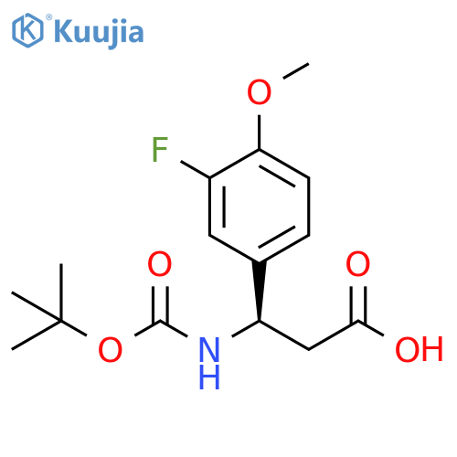 (3R)-3-{(tert-butoxy)carbonylamino}-3-(3-fluoro-4-methoxyphenyl)propanoic acid structure