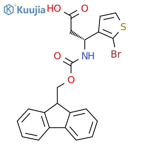 (3R)-3-(2-bromothiophen-3-yl)-3-({(9H-fluoren-9-yl)methoxycarbonyl}amino)propanoic acid structure