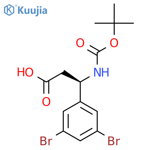 (3R)-3-{(tert-butoxy)carbonylamino}-3-(3,5-dibromophenyl)propanoic acid structure