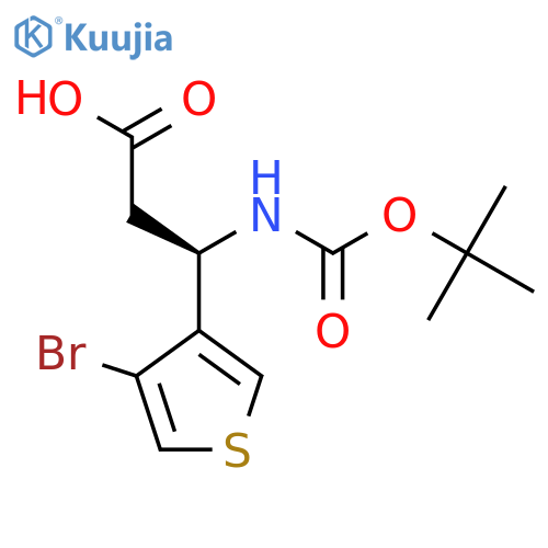 (3R)-3-(4-bromothiophen-3-yl)-3-{(tert-butoxy)carbonylamino}propanoic acid structure