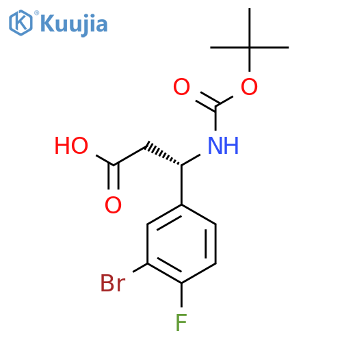 (3S)-3-(3-bromo-4-fluorophenyl)-3-{(tert-butoxy)carbonylamino}propanoic acid structure