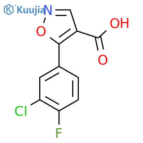 5-(3-chloro-4-fluorophenyl)-1,2-oxazole-4-carboxylic acid structure