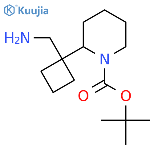 tert-butyl 2-1-(aminomethyl)cyclobutylpiperidine-1-carboxylate structure