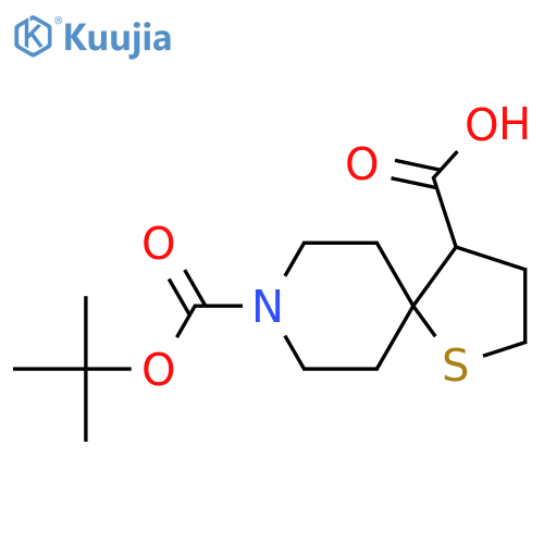 8-(Tert-butoxycarbonyl)-1-thia-8-azaspiro[4.5]decane-4-carboxylic acid structure