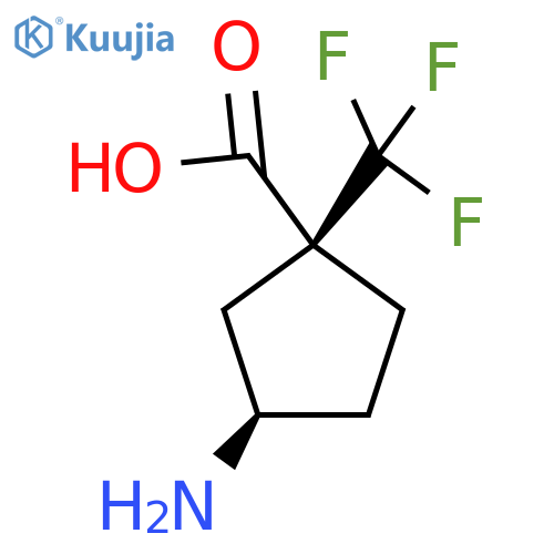 rac-(1R,3S)-3-amino-1-(trifluoromethyl)cyclopentane-1-carboxylic acid structure