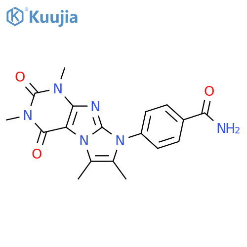 4-{1,3,6,7-tetramethyl-2,4-dioxo-1H,2H,3H,4H,8H-imidazo[1,2-g]purin-8-yl}benzamide structure
