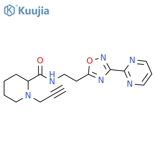 1-(2-Propyn-1-yl)-N-[2-[3-(2-pyrimidinyl)-1,2,4-oxadiazol-5-yl]ethyl]-2-piperidinecarboxamide structure