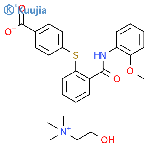 2-Hydroxy-N,N,N-trimethylethanaminium 4-((2-((2-Methoxyphenyl)carbamoyl)phenyl)thio)benzoate structure