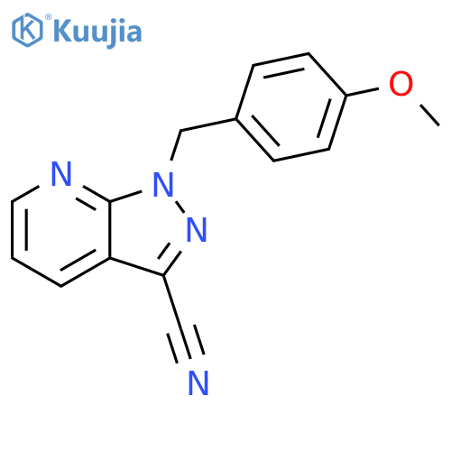1-[(4-Methoxyphenyl)methyl]-1H-pyrazolo[3,4-b]pyridine-3-carbonitrile structure