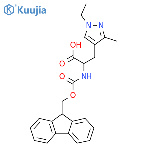 3-(1-ethyl-3-methyl-1H-pyrazol-4-yl)-2-({[(9H-fluoren-9-yl)methoxy]carbonyl}amino)propanoic acid structure