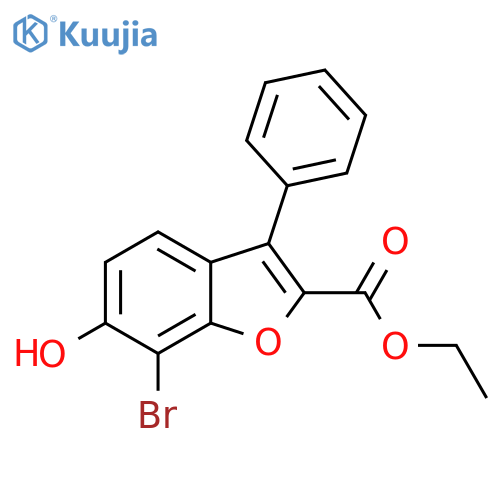 2-Benzofurancarboxylic acid, 7-bromo-6-hydroxy-3-phenyl-, ethyl ester structure