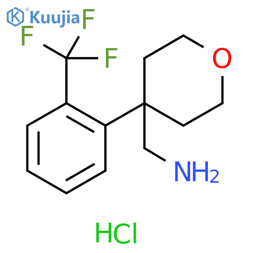 4-[2-(Trifluoromethyl)phenyl]oxan-4-yl methanamine hydrochloride structure
